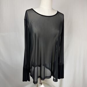 NWT Sydney PMT 1043 Black Long Sleeve Sheer Mesh Top #0742 USA Size 2X